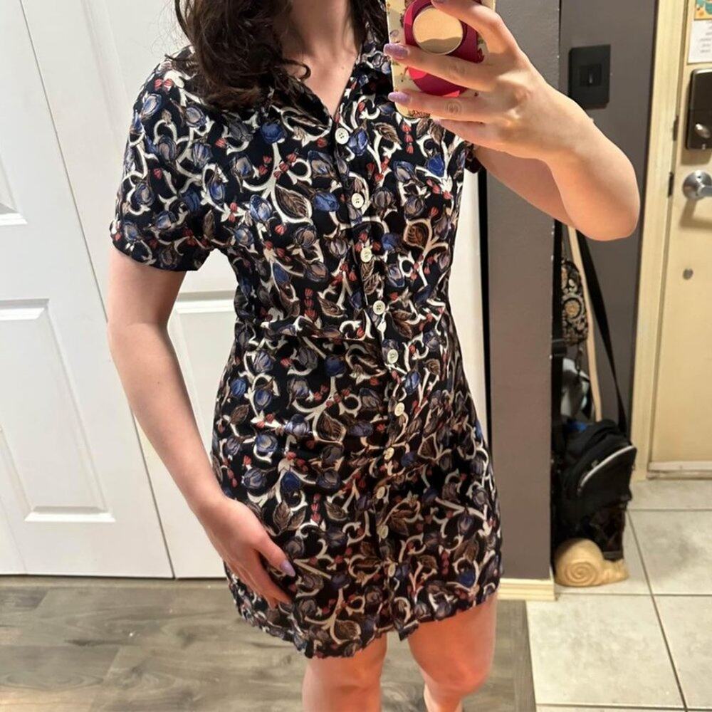 80's Vintage Sz 8 Retro Floral Button Down Mini Dress Summer Christine Parker - Picture 3 of 10